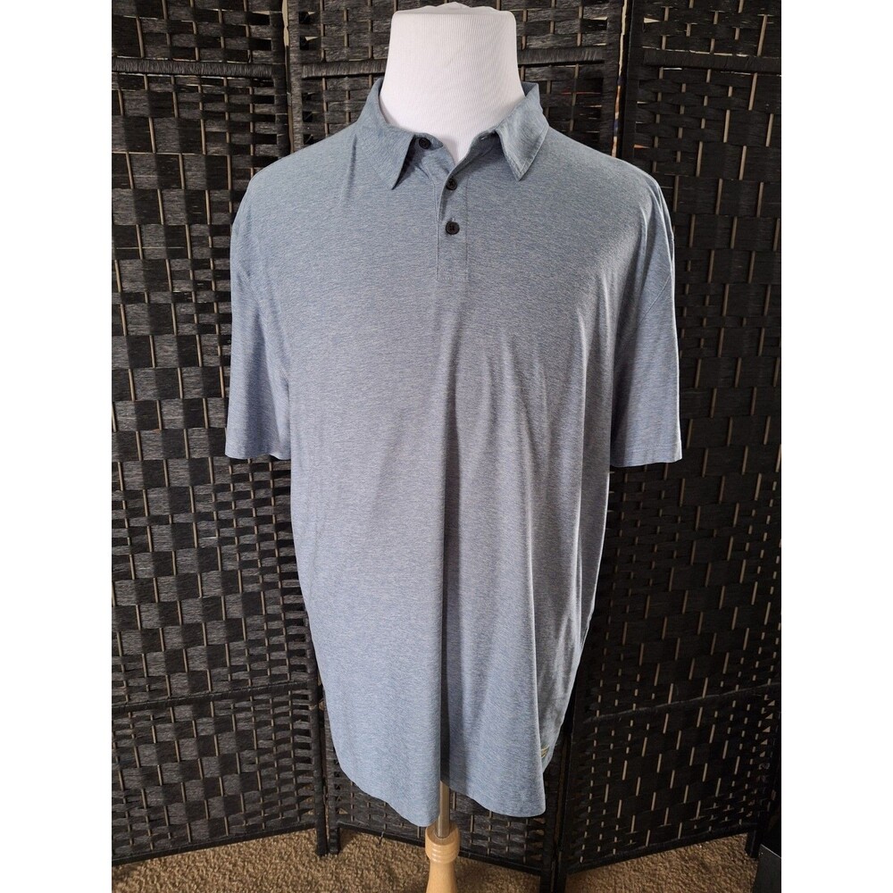 Vuori Strato Tech Polo Shirt Mens XL Blue Sea Heather Golf Athleisure Casual